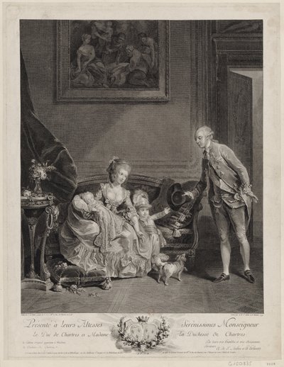 The Duke of Chartres with his wife and their two eldest children by Augustin de Saint Aubin